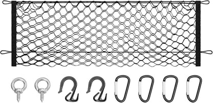 Canvcle Truck Bed Cargo Net for 2019-2025 2026 Dodge Ram 1500 Accessories Envelope Style Mesh Trunk Net Organizer and Storage Stretchable Adjustable Elastic Nylon Rear Cargo Netting with Hooks
