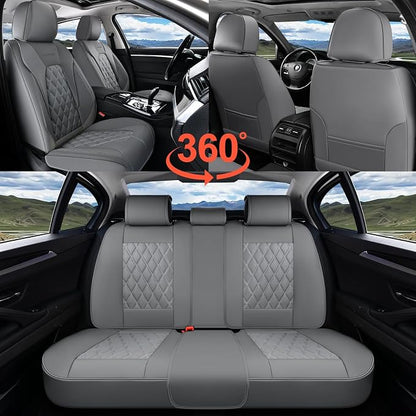 Coverado Car Seat Covers, Front Seat Cover, 2 Pack Luxury Faux Leather Seat Covers for Cars, Waterproof Car Seat Protector Car Seat Cushion, Universal Automotive Seat Covers Fit for Most Cars - Gray
