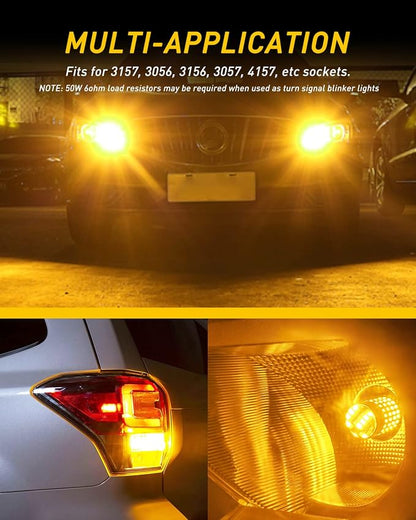 AUXITO 3157 LED Bulbs Amber for Turn Signal Lights, Super Bright 3056 3156 3057 4157 LED Bulbs with Projector for Turn Signal Blinker Reverse Back Up Parking Marker Brake Tail Lights