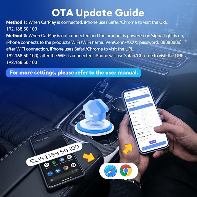 Carlinkit 4.0 Wireless CarPlay & Android Auto Adapter, Plug & Play, 2 in 1 - Fit for Factory Wired CarPlay Cars from 2015 to Now, No Latency, Online Upgrade, Auto-Connect After Set