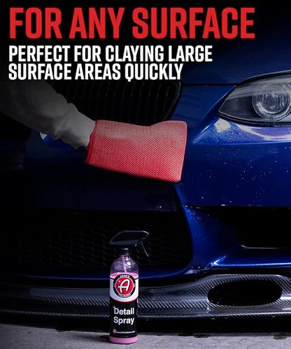 Adam's Clay Mitt Combo - Detail Spray Clay Lubricant for Medium Grade Clay for Car Detailing - Glove Quickly Removes Debris from Your Paint, Glass, Wheels, & More