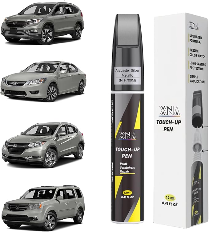 XNA Alabaster Silver Metallic(NH-700M) for Honda Touch Up Paint, Car Scratch Remover for Nicks and Chips Repair, 2-In-1 Quick & Easy Fix Car Scratch Repair Kit with Exact Color-Matched