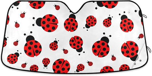 Ladybugs Scarab Car Windshield Sun Shade Cute Animal Foldable UV Ray Sun Visor Protector Sunshade to Keep Your Vehicle Cool (55" x 27.6")