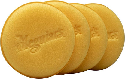 Meguiar's 4" Foam Applicator Pads, 4 Count - Ultra-Soft Hand Applicators with a Tight-Cell Foam Construction for a Smooth Application of Waxes, Polishes, Tire Dressing, Protectants and More, 4 Pack