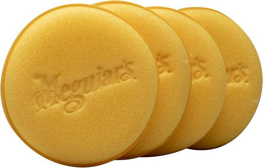 Meguiar's 4" Foam Applicator Pads, 4 Count - Ultra-Soft Hand Applicators with a Tight-Cell Foam Construction for a Smooth Application of Waxes, Polishes, Tire Dressing, Protectants and More, 4 Pack