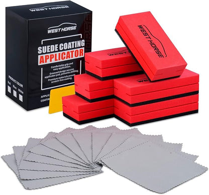 18PC Ceramic Coating Applicator Kit | 6 Foam Sponge Blocks, 12 Suede Cloths, For Paint, Glass, Wheels, Wax & Sealant Application
