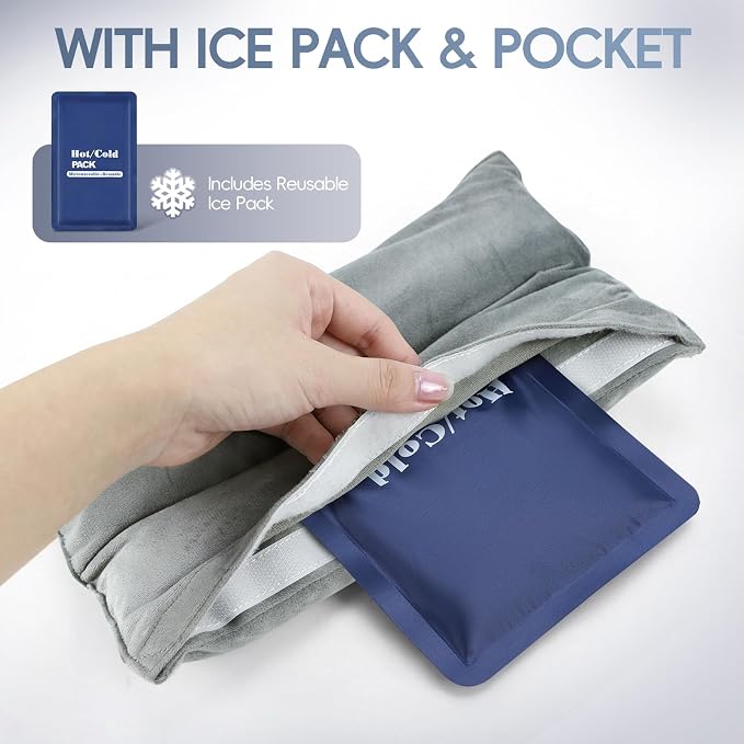 Post Surgery Seat Belt Pillow with Ice Pack, Seatbelt Cushion for Mastectomy, Heart Surgery, C-Section & Hysterectomy Recovery, Chemo Port Protector, Seatbelt Pad with Pocket (Grey)