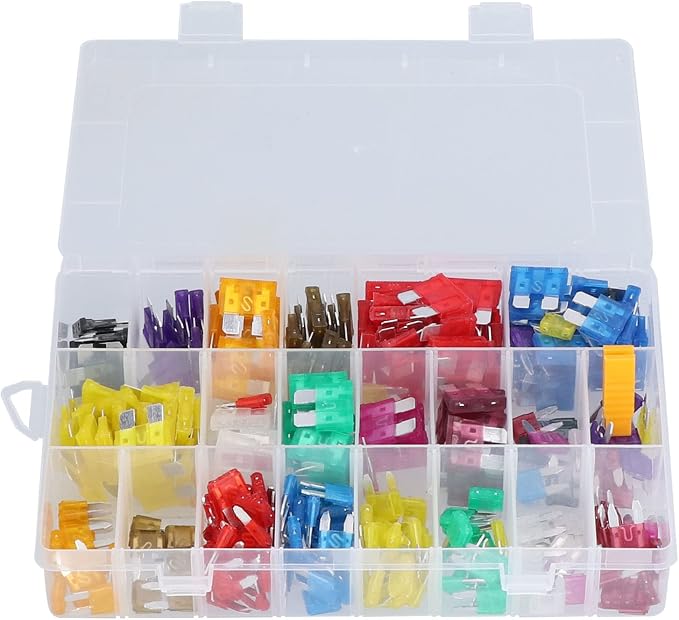 Sonew 300Pcs Car, Automotive Medium Small PES Replacement Kit with 32V, Easy Identification, Transparent Storage Box, Protect Vehicles