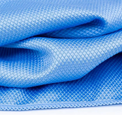 The Rag Company - Diamond Weave Glass & Window - Detailing Towels to Polish Mirrors & Chrome, Snakeskin Like Texture, Lint-Free, Streak-Free, 280gsm, 16in. x 16in, Blue (6-Pack)