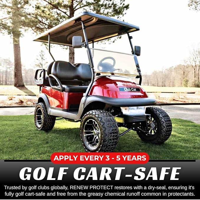 RENEW PROTECT - SATN, Lasts Months - Years, Low-Gloss Ceramic-Hybrid Protectant | 100% Motorcycle-Safe, Golf Carts | Trim & Tire, Restorer for Faded Plastic, Vinyl, & Patio Furniture, Stop Dry Rot 8oz