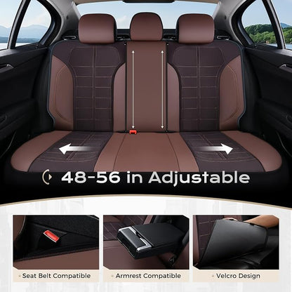 Coverado Air Mesh Seat Cover, Car Seat Cover Rear Seats, 3D Breathable Seat Protectors Sports Carbon Fiber Design Airbag Compatible Comfort Universal for Most Cars, Van,Trucks, SUV, Brown