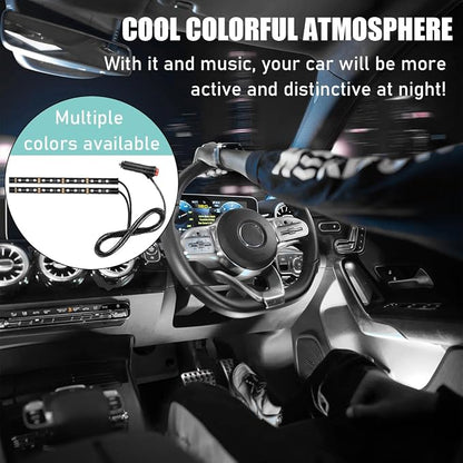 Yourkar Car LED Strip Light, 24 LED Interior Under Dash Atmosphere Lights with Cigarette Lighter, Vehicle Decor Lamp Ambient Night Light Strip Lighting, Universal Car Accessories (White)