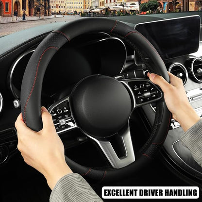 Automative Car Steering Wheel Cover 15 inch Comfort Durability Safety Anti-Slip,Black