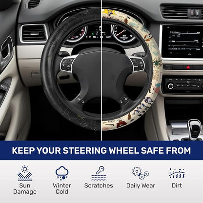 GENANY Historical Musical Steering Wheel Cover, Non Slip Polyester Car Wheel Protector for Car SUV Truck, Universal 15 Inch