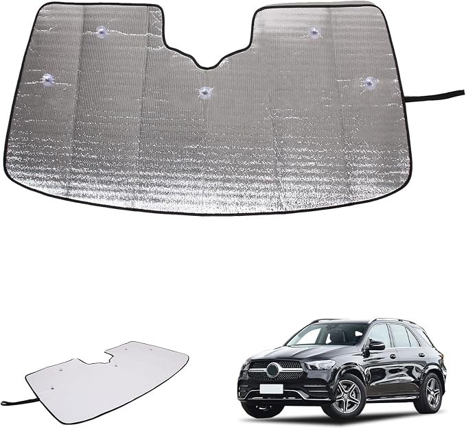 Windshield Sun Shade Compatible with Mercedes-Benz GLE 2020-2025 Foldable Front Windshield Sunshade Protector, Block UV Rays Keep Your Car Cooler