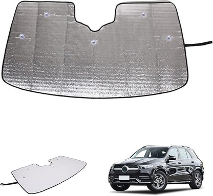 Windshield Sun Shade Compatible with Mercedes-Benz GLE 2020-2025 Foldable Front Windshield Sunshade Protector, Block UV Rays Keep Your Car Cooler