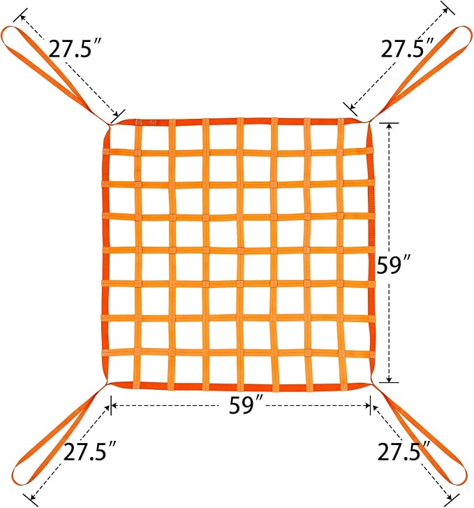 4.92' x 4.92' Polyester Sling Hoisting Net - Flat Cargo Lifting Net - Max. Load Capacity: 1100lbs