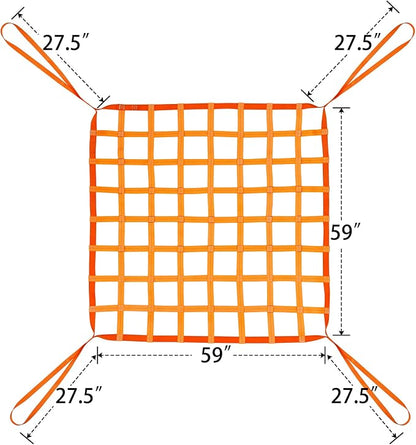 4.92' x 4.92' Polyester Sling Hoisting Net - Flat Cargo Lifting Net - Max. Load Capacity: 1100lbs