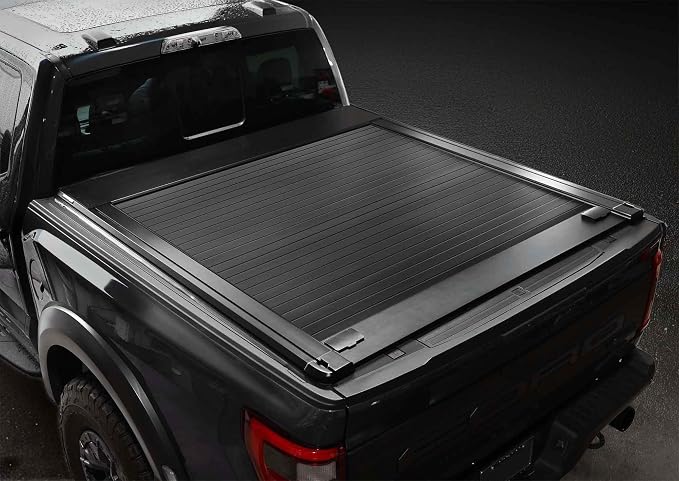 Syneticusa Stealth Black Retractable Hard Tonneau Cover T-Slot Rails Fits 2008-2026 Ford F-250/350 Super Duty 6' 10" Truck Bed Premium Edition Accessories Waterproof