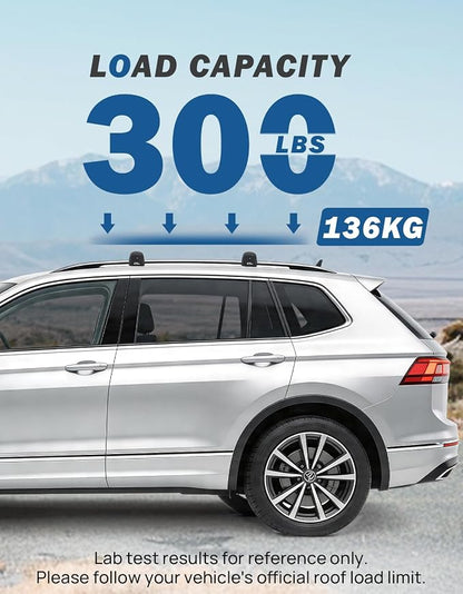 JOYTUTUS Lockable Roof Rack Cross Bars Compatible with Volkswagen VW Tiguan 2018-2026(Not for Limited) Taos 2022-2026, Heavy Duty Aluminum Anti-Theft Roof Rails Crossbars Luggage Racks