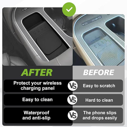 Muslogy Center Console Inserts Compatible with 2026 Hyundai Palisade Accessories Center Console Wireless Charger Protective Mat Liner Anti-Slip Silicone Phone Charge Area Charging Protection
