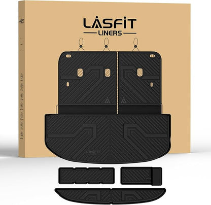 LASFIT Cargo Mat & Backrest Mats for Kia Telluride 2027 (Only Fit Gas, Not Fit Hybrid), All Weather TPE Custom Fit Cargo Liner Trunk Mats & Seatback Mats Accessories for Kia Telluride 2027, Black