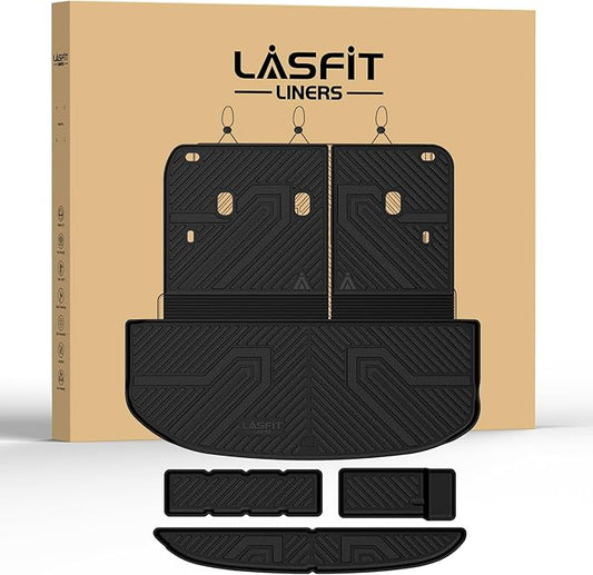 LASFIT Cargo Mat & Backrest Mats for Kia Telluride 2027 (Only Fit Gas, Not Fit Hybrid), All Weather TPE Custom Fit Cargo Liner Trunk Mats & Seatback Mats Accessories for Kia Telluride 2027, Black