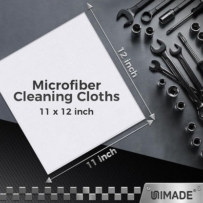 UNIMADE Microfiber Cleaning Cloth, 24 Pack Reusable Microfiber Towels for Cars Lint Free Cleaning Shop Towel Rags for Home Kitchen Automotive Bar Mechanic Restaurant Garage, 11"x 12", White