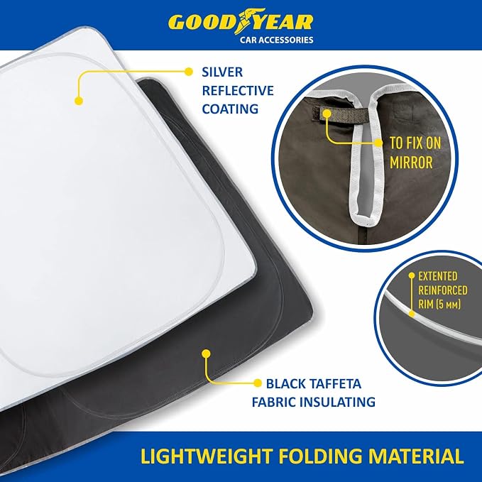 Goodyear Foldable Windshield Sunshade for Nissan Rogue 2014-2020, Car Accessories, Sunshade Cover, Sun Shade Car Windshield, Window Sun Blocker - GY008299