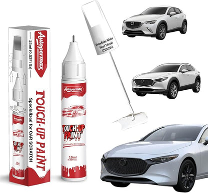 25D/26G Snowflake White Pearl Tricoat Car Touch Up Paint for Mazda, Color Accurate Two-In-One Car Paint Scratch Repair Pen, Professional Scratch Remover for Vehicles Chips and Nicks Scuff