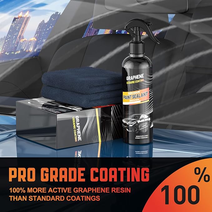 Graphene Ceramic Coating for Cars (17oz) - 12H Ceramic Spray Coating - 24+ Months of Long Lasting Protection - Ultra High Gloss & Shine - Unmatched Slickness - Extremely Hydrophobic