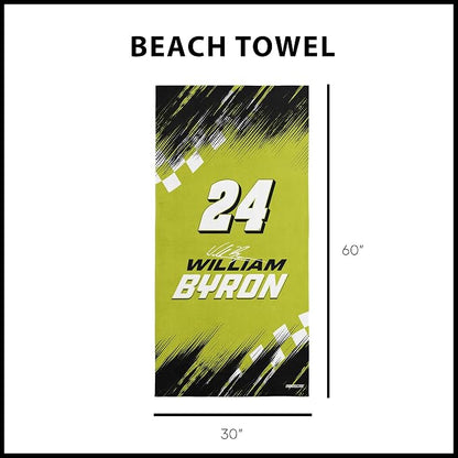 Northwest NASCAR William Byron Simple Speed Beach Towel, Cotton Blend Lightweight Bath, Pool Swim Travel Fan Gear, 30 x 60 Inch