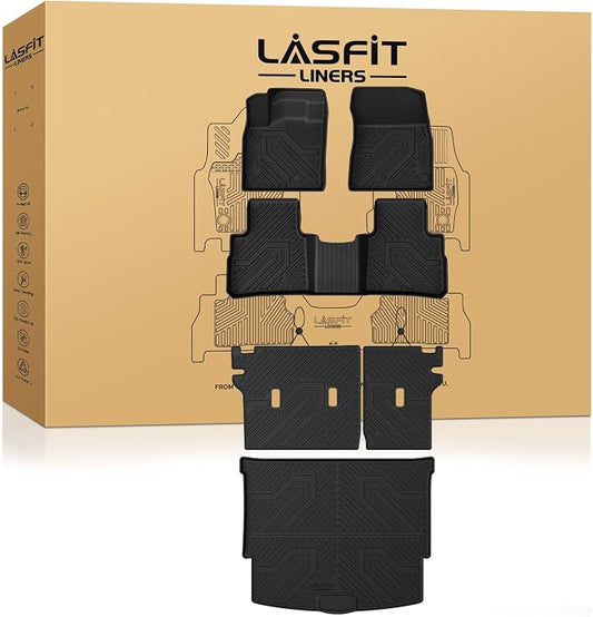 LASFIT Floor Mats & Backrest Mats & Cargo Mat for Nissan Rogue 2026 2025 2024 2023 2022 2021 (Not Fit Rogue Sport), All Weather TPE Custom Fit Floor Liners Car Mats Accessories, Black
