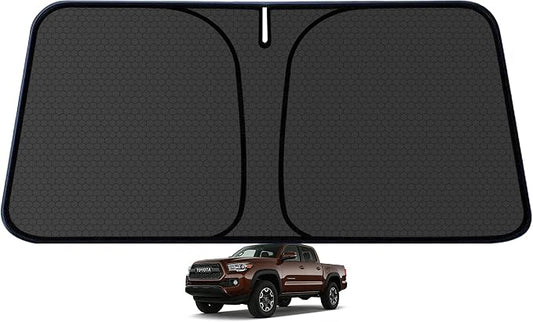 Tacoma Customized Windshield Sun Shade for 2016-2026 Tacoma SR/SR5/TRD Sport/TRD OffRoad/TRD Pro/Limited 2/4Dr Front Window SunShade Visor Protector Foldable Blocks UV Rays Keep Car Cooler Accessories