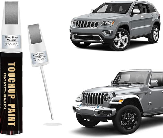 Billet Silver Metallic(PSC/JSC) Car Paint Touch Up Pen Compatible with JEEP, 2-In-1 Color Accurate Touch Up Car Scratch Repair Paint Match JEEP Series Automotive Scratch Remover for Nicks & Chips Repair