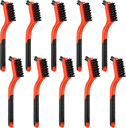 10PCS Nylon Cleaning Brushes for Tight Spaces, Non Scratch Detail Cleaning Brush Set for Window Tracks, Kitchen, Bathroom, Keyboard, Car Detailing & Household Cleaning