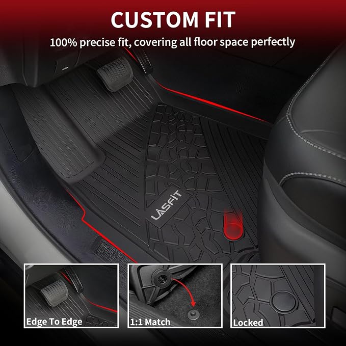 LASFIT Floor Mats for Jeep Grand Cherokee WL 2022-2025 2026 5-Seat (Include 4xe, NOT for L), All Weather TPE Custom Fit Car Mats Floor Liners Cargo Liner Cargo Mat Trunk Mat Black