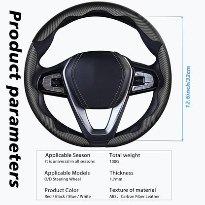 WOCOCN 3pcs Car Steering Wheel Cover,Anti-Skid Carbon Fiber Steering Wheel Protector for Men Women,Multiple Color Options,Universal for Most Car Interiors Accessories (Black 3PCS)