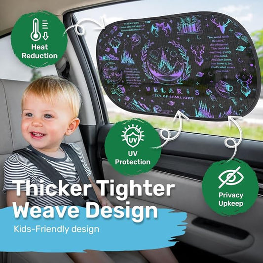 GENANY 2pcs Acotar Velaris Window Sun Shade for Sedan SUV Truck (21x14 Inches), Sun Shades for Side Window, Accessories for Kids, Baby Window Shades, Summer Car Decor