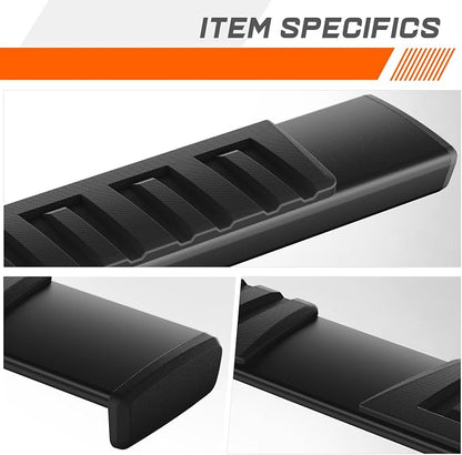 6" Running Boards Side Step Bars Compatible with 2009-2024 Dodge Ram 1500 2500 3500 Crew Cab, Aluminum Flat Side Truck Running Boards, Black