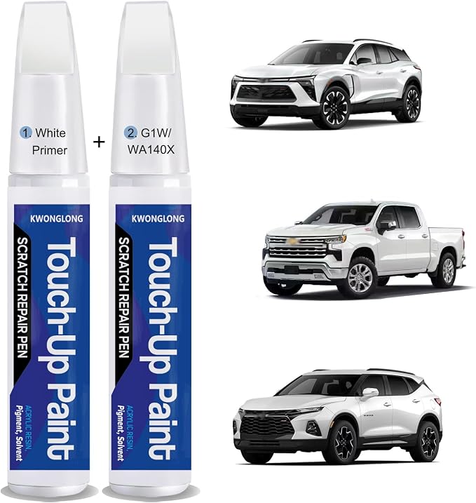 2PCS Iridescent Pearl White G1W/WA140X Touch-Up Paint for Chevy, Car Paint Scratch Repair Kit Compatible with Chevrolet-GMC, Quick & Easy Solution to Repair
