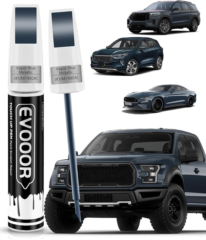 Touch Up Paint for Ford – Exact Match 2 in 1 Paint Pen for Chips and Nicks Repair (Vapor Blue Metallic(K1/M7490A))