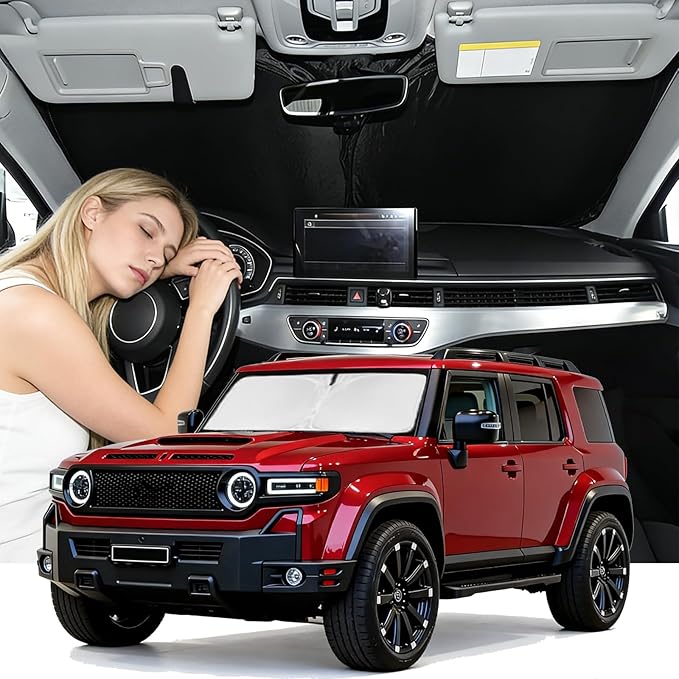 Windshield Sun Shade for Toyota Land Cruiser 2024-2026 Sun Shade Car Windshield Accessories Upgrade 4 Layers Blocks UV Rays Custom Fit Land Cruiser 240T Car Window Shades Windshield Keep Cool
