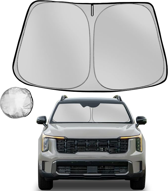 Windshield Sun Shade for 2021-2025 2026 Kia Sorento Foldable Sun Sunshade for Car Front Window Blocks UV Rays and Heat Automotive Interior Protector Custom Fit Accessories