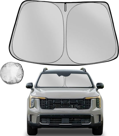 Windshield Sun Shade for 2021-2025 2026 Kia Sorento Foldable Sun Sunshade for Car Front Window Blocks UV Rays and Heat Automotive Interior Protector Custom Fit Accessories