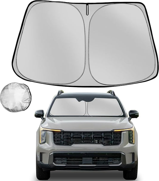 Windshield Sun Shade for 2021-2025 2026 Kia Sorento Foldable Sun Sunshade for Car Front Window Blocks UV Rays and Heat Automotive Interior Protector Custom Fit Accessories