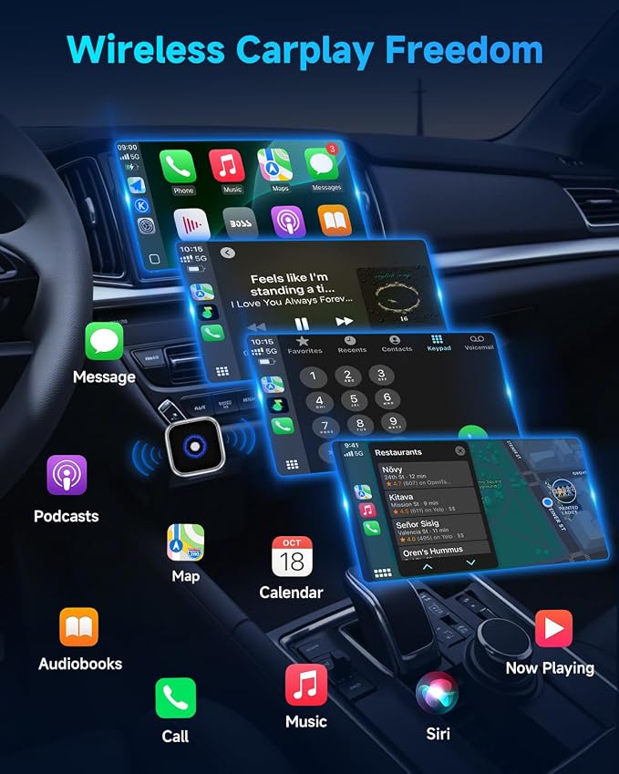 Smart Blue Wireless CarPlay Adapter 2026, Pocket-Friendly Mini Design, Seamless Conversion for iPhone & Android, Optimized for Vehicles 2016 and Newer