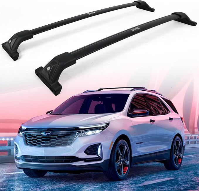 330 lbs Lockable Roof Rack Cross Bars Fit for 2018-2024 Chevy Equinox & GMC Terrain, Aluminum Crossbars Luggage Cargo Carrier, Rooftop Accessories for Bike Kayak Skis Canoe