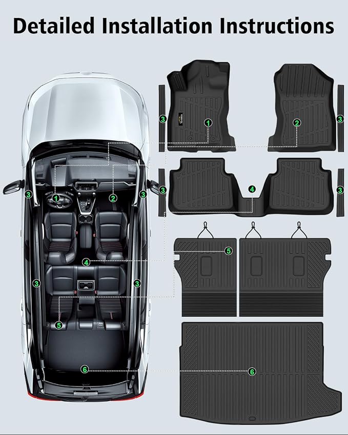 Floor Mats & Cargo Mat & Backrest Mat Custom for Subaru Crosstrek Hybrid 2026 (Not for Gas), Door Sill Guards, All Weather TPE Full Set Floor Liners Trunk Mat for Crosstrek Hybrid 2026 Accessories