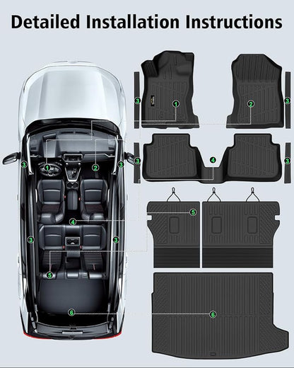 Floor Mats & Cargo Mat & Backrest Mat Custom for Subaru Crosstrek Hybrid 2026 (Not for Gas), Door Sill Guards, All Weather TPE Full Set Floor Liners Trunk Mat for Crosstrek Hybrid 2026 Accessories